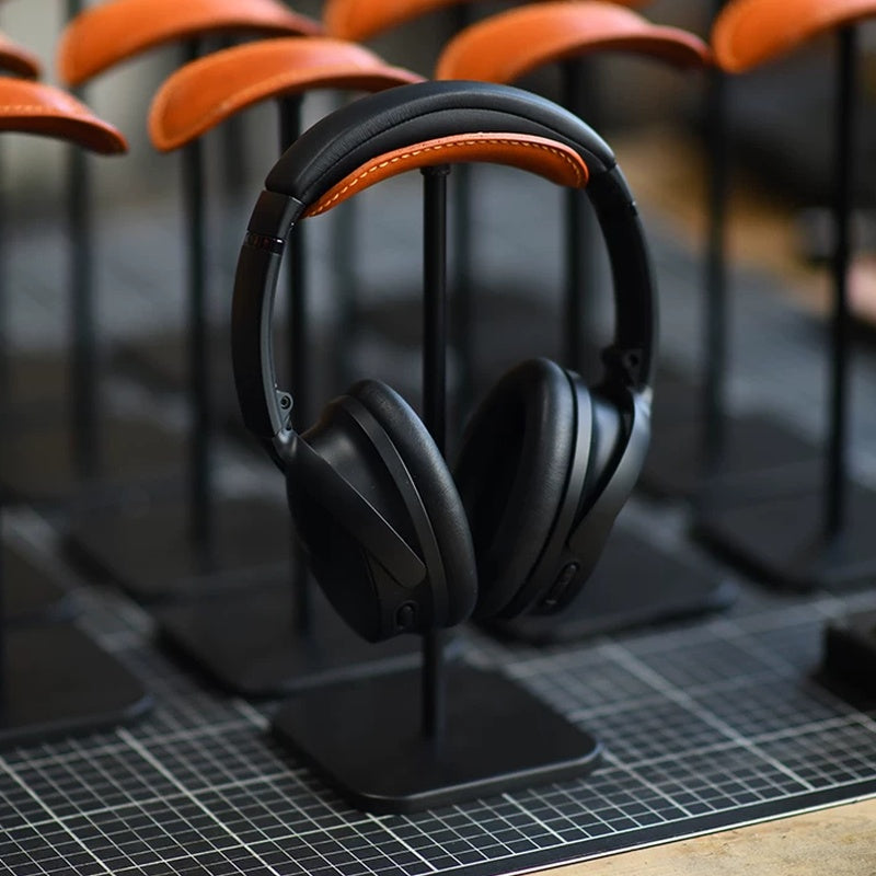 Vintage Hand-Stitched Leather Headphone Stand