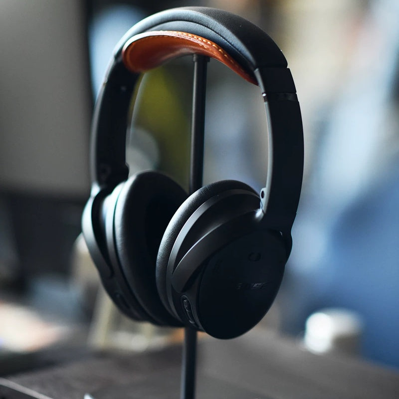 Vintage Hand-Stitched Leather Headphone Stand