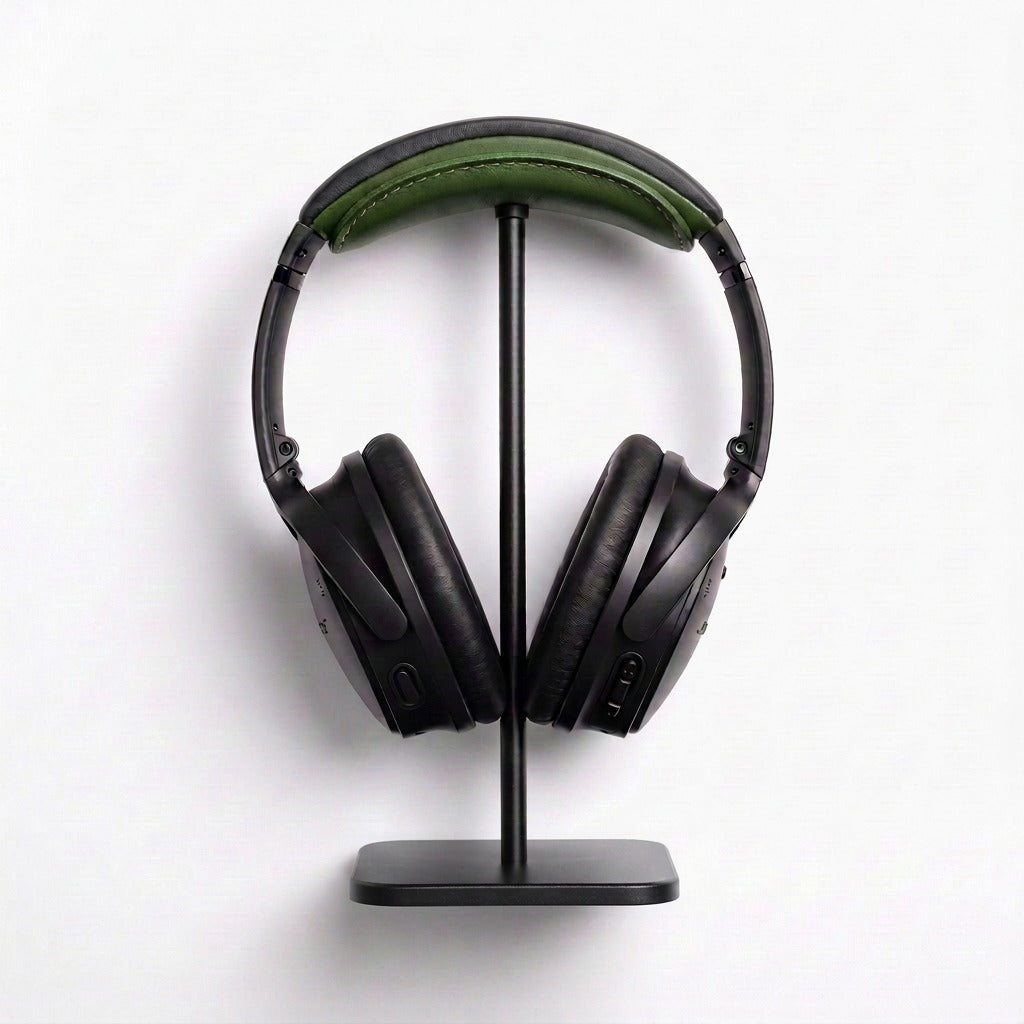 Vintage Hand-Stitched Leather Headphone Stand