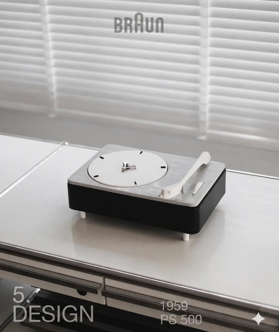 Place the 1959 Braun PC 3-SV against neutral blinds for a quiet, gallery-like statement.