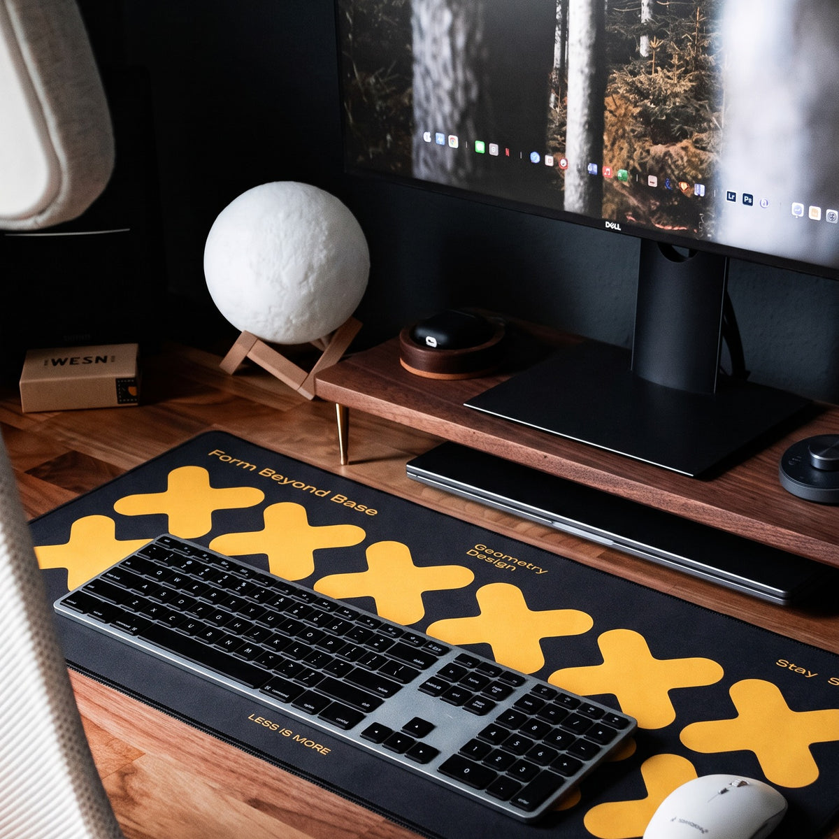 X-Grid 12 Marigold on Onyx Desk Pad
